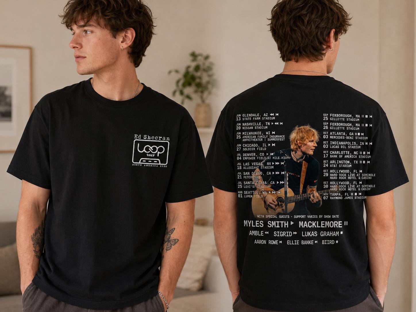 Ed Sheeran Loop Tour Shirt North America 2026 Concert Tee Singer Graphic Top Unisex Music Fan Gift Road Show Outfit For Guitar Lovers SKUTHAEVIC - Image 2