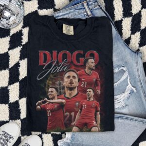 Diogo Jota Vintage Bootleg Shirt, Portugal Soccer Graphic Tee, Retro Football T Shirt