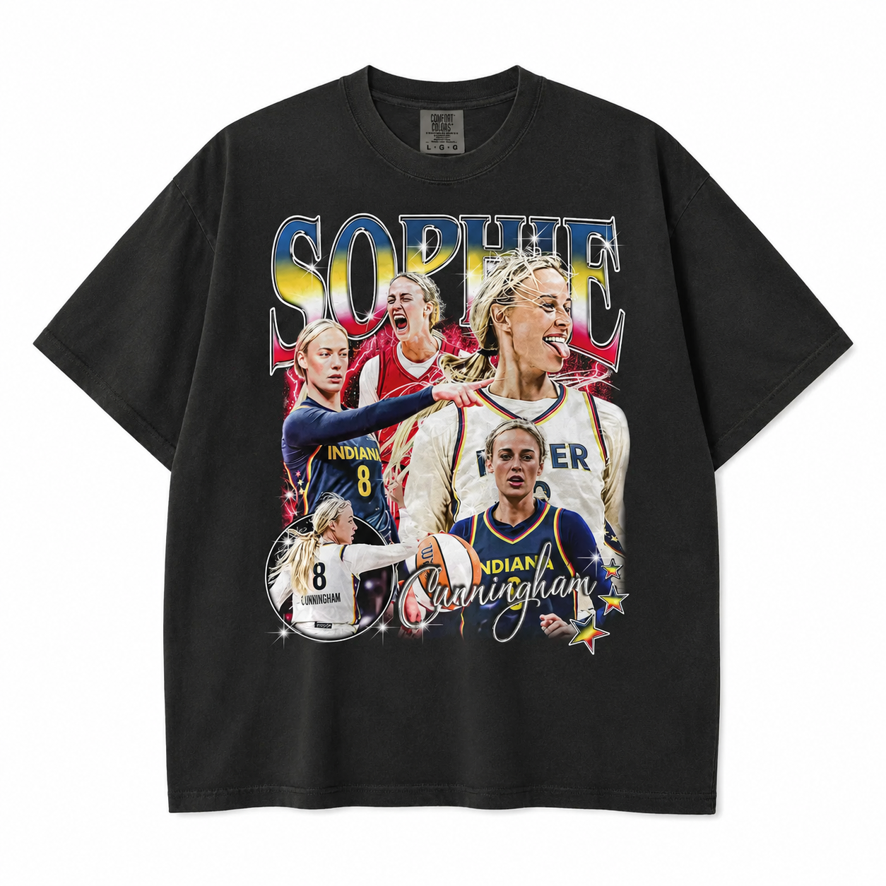 Men\s Indiana Fever Sophie Cunningham 500 Level Navy Vintage T-Shirt --porcelain