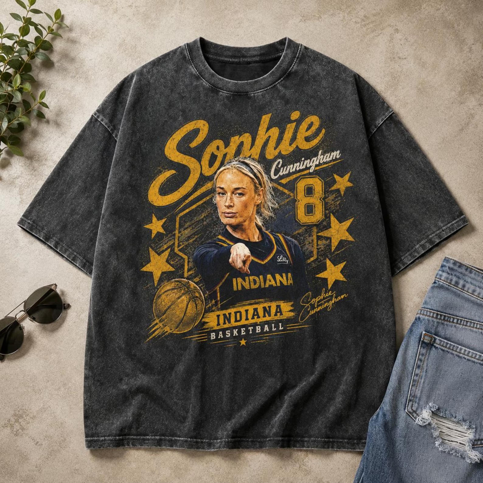 Sophie Cunningham Acid Wash Sophie Cunningham Indiana Fever Basketball Star Graphic