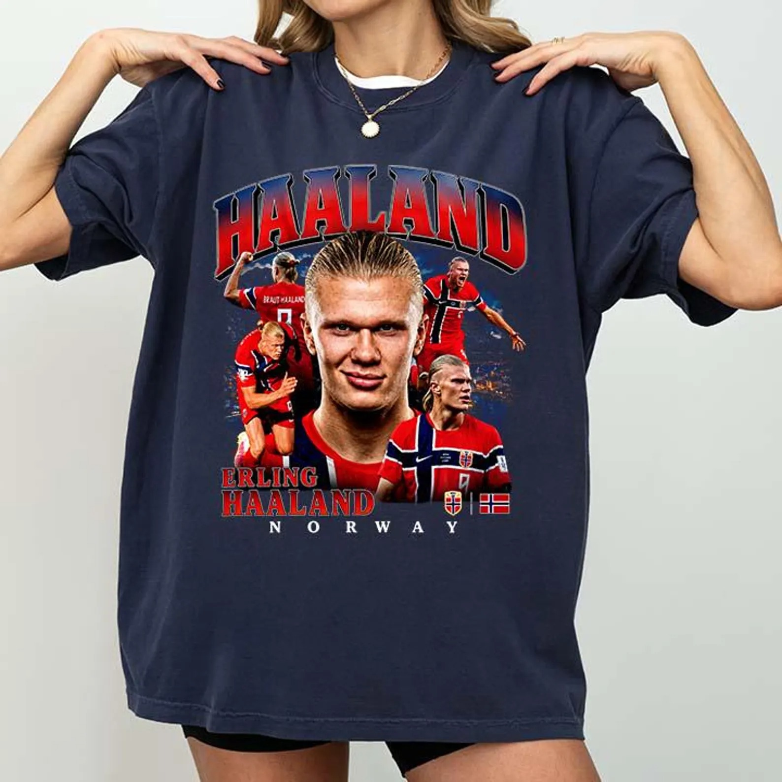 Alternative view of Erling Haaland Soccer World Vintage Comfort Colors Shirt