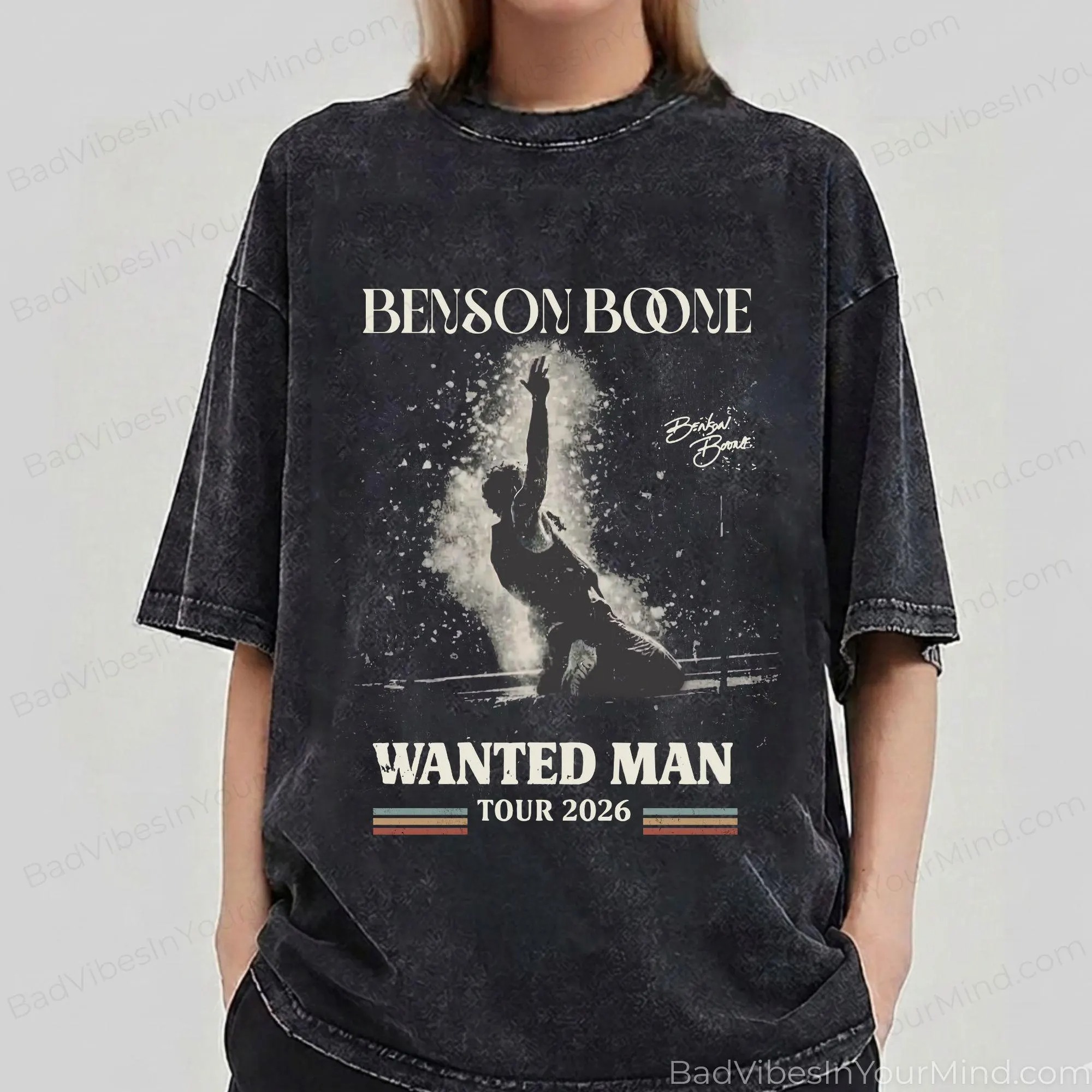 Benson Boone Wash Shirt, Wanted Man Tour 2026 Comfort Color Shirt, Vintage