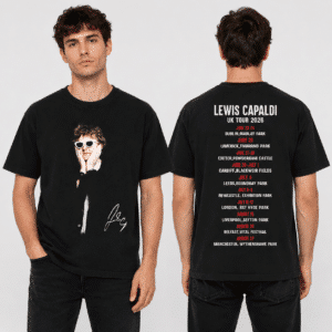 Lewis Capaldi UK Tour 2026 Black T-Shirt Portrait Front, Tour Dates Back, Unisex Concert Fan Tee – Bild 3
