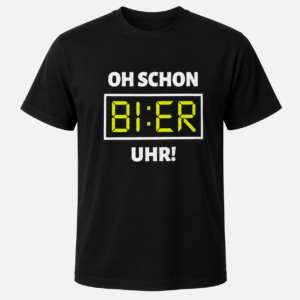 Oh Schon Bier Uhr TShirt - Lustiges Bierfest Shirt Schwarz - Image 3