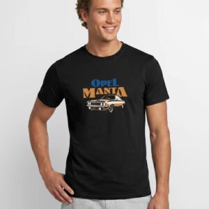Opel Manta Cooles Design In Blau Und Orange auf Männer T-Shirt - Image 2