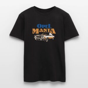 Opel Manta Cooles Design In Blau Und Orange auf Männer T-Shirt - Image 3