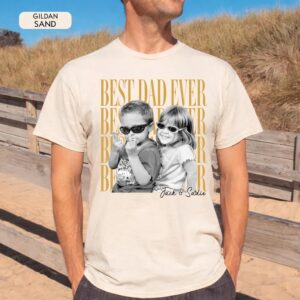 Custom Dad Vintage Photo Shirt: Personalized Fathers Day Shirt With Kids Photo, Funny Dad Shirt, Best Dad Ever Shirt, Dad Christmas Gift - Image 6