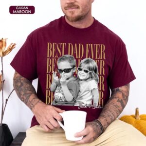 Custom Dad Vintage Photo Shirt: Personalized Fathers Day Shirt With Kids Photo, Funny Dad Shirt, Best Dad Ever Shirt, Dad Christmas Gift - Image 4