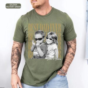 Custom Dad Vintage Photo Shirt: Personalized Fathers Day Shirt With Kids Photo, Funny Dad Shirt, Best Dad Ever Shirt, Dad Christmas Gift - Image 3