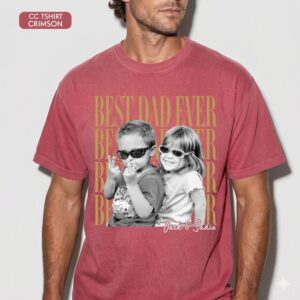 Custom Dad Vintage Photo Shirt: Personalized Fathers Day Shirt With Kids Photo, Funny Dad Shirt, Best Dad Ever Shirt, Dad Christmas Gift - Image 2