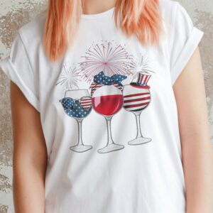 4th Of July Red White Blue Wine Glasses Shirt
