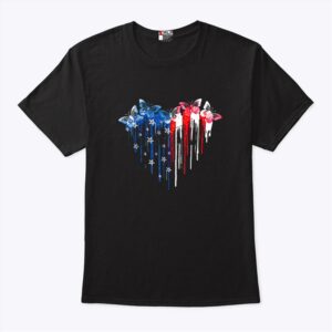 Butterflies Heart 4th Of July Shirt