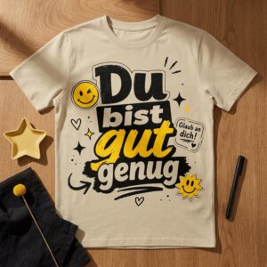 Du bist gut genug meme Shirt, Inspirational German Quote Tee