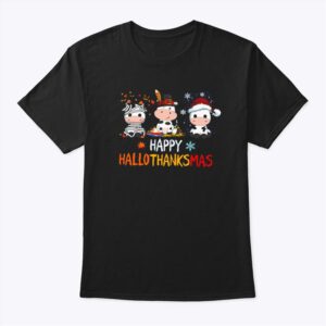 Happy Hallothanksmas Cow Shirt Happy Halloween Thanksgiving Christmas