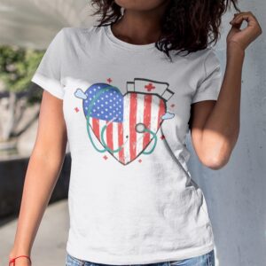 Nurse 4th Of July Shirt Heart American Flag