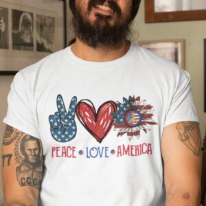 Patriotic Peace Love America 4th Of July Shirt