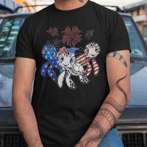 Turtles Usa Flag Fireworks 4th Of July Shirt