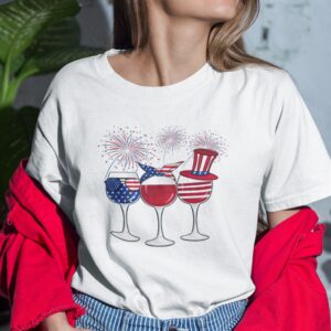 Wine Glass America Flag 4th Of July Shirt