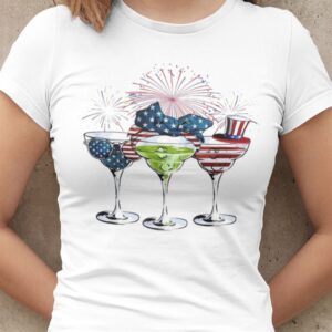 Wine Glasses American Flag 4th Of July Shirt
